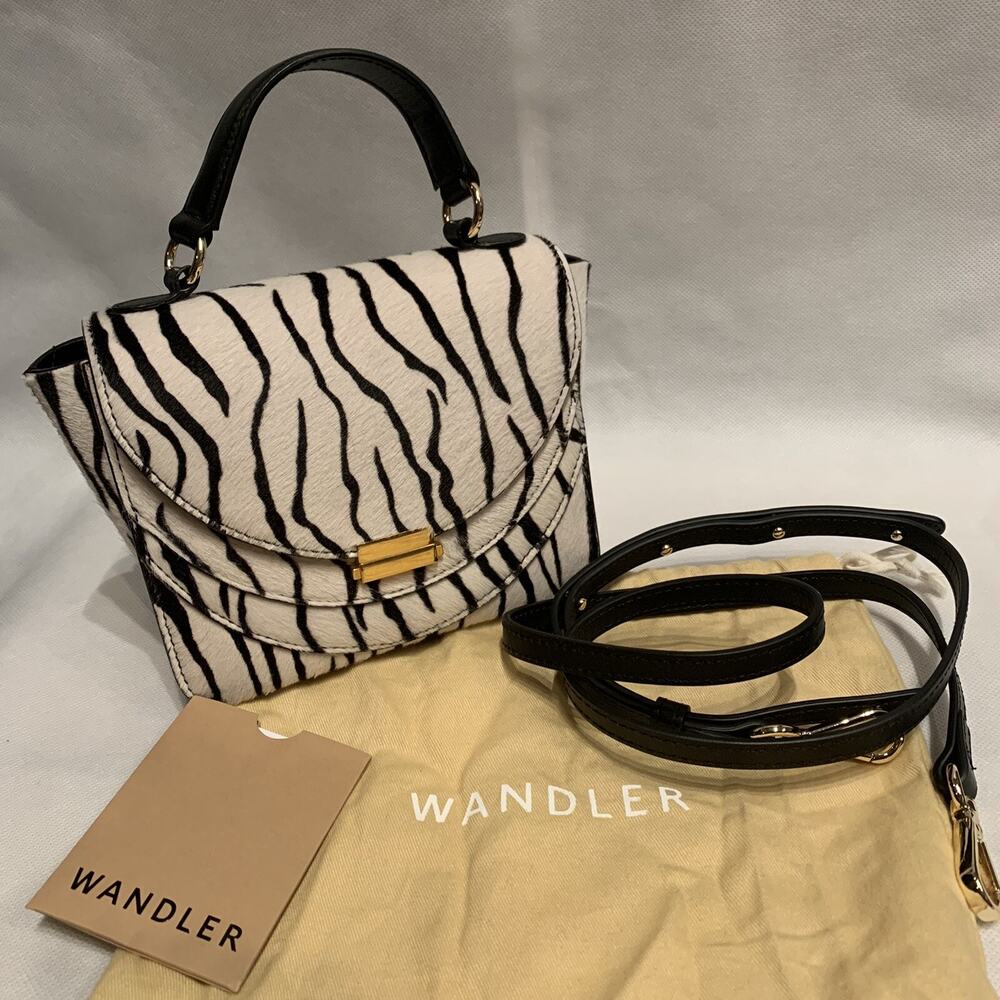 WANDLER NEW Luna Black White Calf Hair Zebra Crossbody Purse Shoulder Handbag